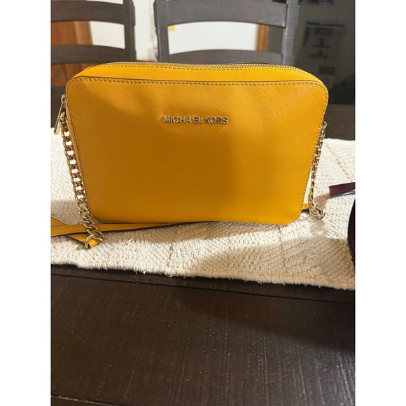 Michael Kors Handbags - Michael Kors Crossbody Bag Mustard Yellow Chain Strap Purse Handbag
